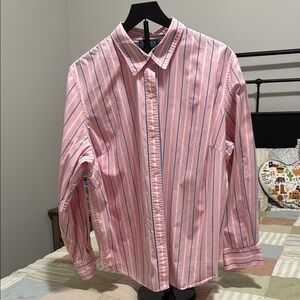 Ralph Lauren Pink and White Striped Button Down Shirt